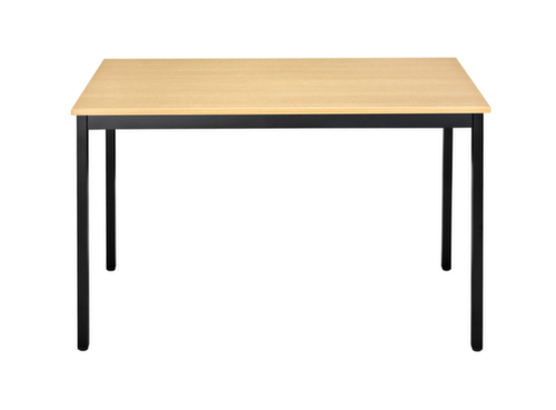 Rechthoekige multifunctionele tafel met frame van vierkante buis, breedte x diepte 1400 x 800 mm, plaat beuken