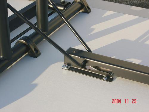 Combineerbare halfronde klaptafel, Ø 1400 mm, plaat lichtgrijs  L