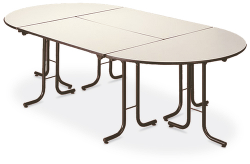 Combineerbare halfronde klaptafel, Ø 1400 mm, plaat lichtgrijs
