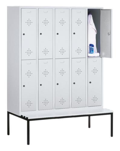 C+P Dubbeldekse locker Classic met zitbank + 5x2 vakken, vakbreedte 300 mm