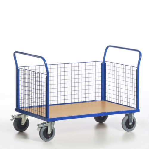 Rollcart Wagen met drie wanden van gaasmateriaal, draagvermogen 400 kg, laadvlak lengte x breedte 850 x 480 mm  L