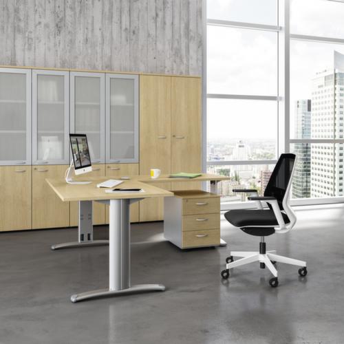 Quadrifoglio In hoogte verstelbare aanbouwtafel Practika voor bureau met 4-voetonderstel, breedte x diepte 1000 x 600 mm, plaat wit  L