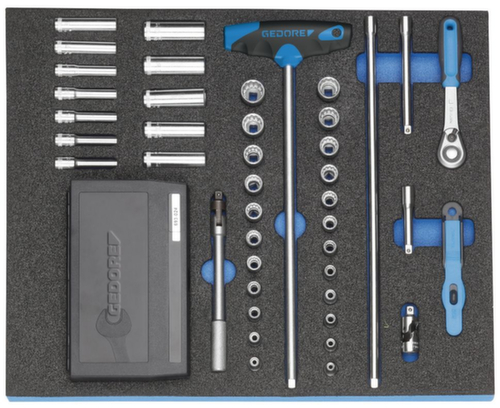 GEDORE 2005 CT2-D 20 1/4" dopsleutelassortiment in controlegereedschapmodule  L