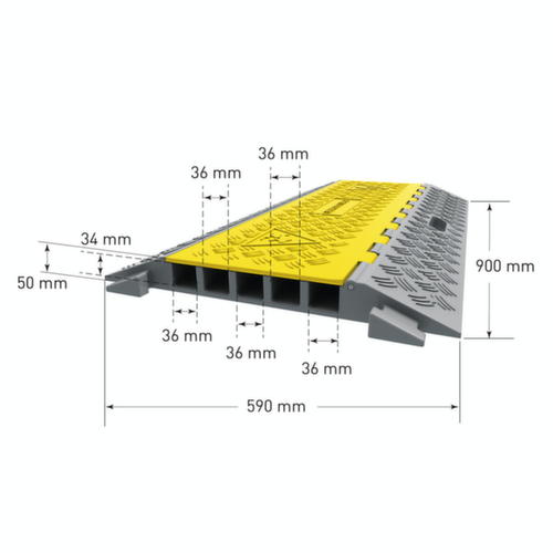 Moravia Kabelbrug MORION, breedte 590 mm, geel/zwart Missing translation L