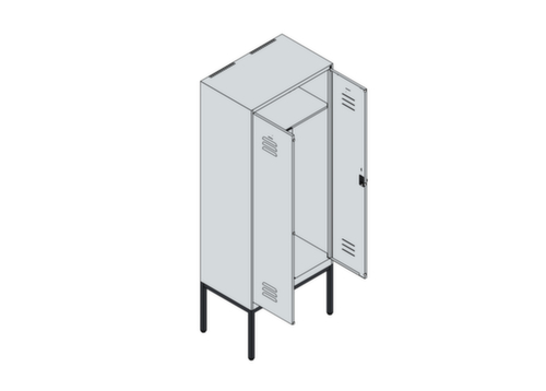 C+P Locker met zitbank Classic Plus voor scheiding van kleding, vakbreedte 400 mm  L