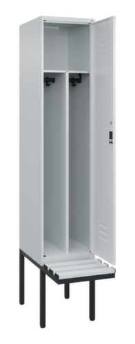 C+P Locker met zitbank Classic Plus voor scheiding van kleding, vakbreedte 400 mm  L