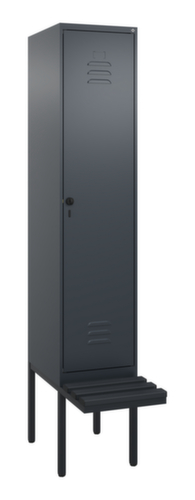 C+P Locker met zitbank Classic Plus voor scheiding van kleding, vakbreedte 400 mm