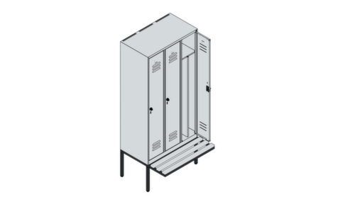 C+P Locker met zitbank Classic Plus voor scheiding van kleding, vakbreedte 300 mm  L