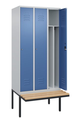 C+P Locker met zitbank Classic Plus voor scheiding van kleding, vakbreedte 300 mm  L