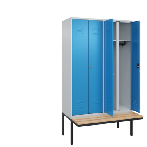 C+P Locker met zitbank Classic Plus voor scheiding van kleding, vakbreedte 300 mm  L