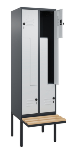 C+P Z-locker Classic Plus met ondergebouwde bank, vakbreedte 300 mm  L