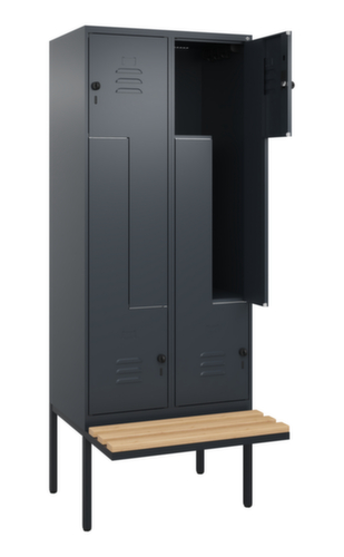 C+P Z-locker Classic Plus met ondergebouwde bank, vakbreedte 400 mm  L