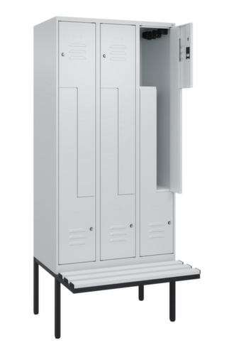 C+P Z-locker Classic Plus met ondergebouwde bank, vakbreedte 300 mm  L