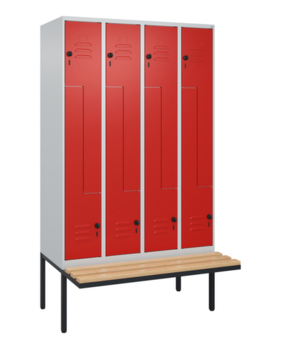 C+P Z-locker Classic Plus met ondergebouwde bank, vakbreedte 300 mm