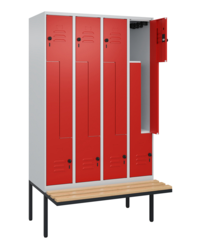 C+P Z-locker Classic Plus met ondergebouwde bank, vakbreedte 300 mm  L