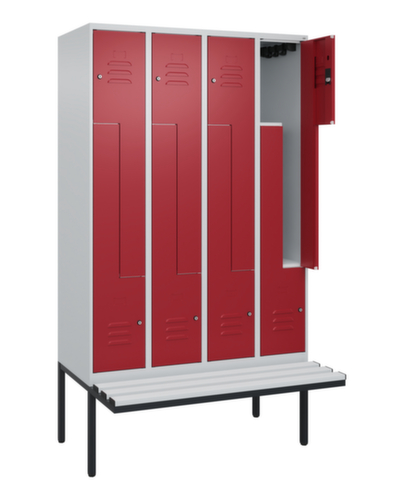 C+P Z-locker Classic Plus met ondergebouwde bank, vakbreedte 300 mm  L