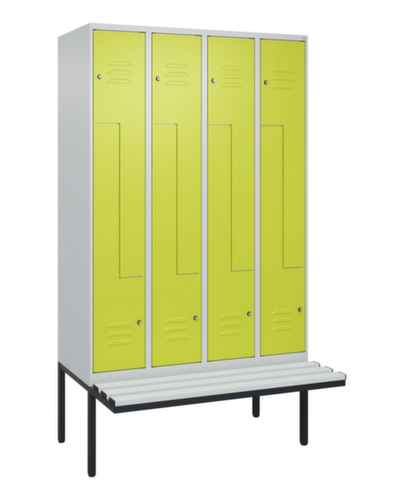 C+P Z-locker Classic Plus met ondergebouwde bank, vakbreedte 300 mm