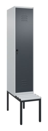 C+P Locker met zitbank Classic Plus voor scheiding van kleding, vakbreedte 400 mm