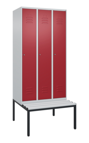 C+P Locker met zitbank Classic Plus voor scheiding van kleding, vakbreedte 300 mm