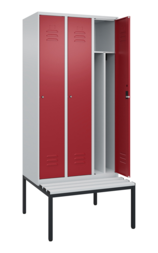 C+P Locker met zitbank Classic Plus voor scheiding van kleding, vakbreedte 300 mm  L