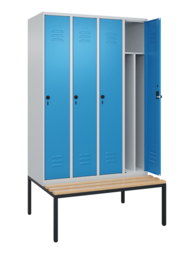 C+P Locker met zitbank Classic Plus voor scheiding van kleding, vakbreedte 300 mm  L