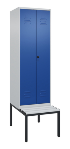 C+P Locker met zitbank Classic Plus voor scheiding van kleding, vakbreedte 300 mm