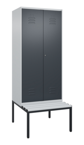 C+P Locker met zitbank Classic Plus voor scheiding van kleding, vakbreedte 400 mm