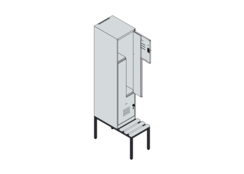 C+P Z-locker Classic Plus met ondergebouwde bank, vakbreedte 400 mm  L