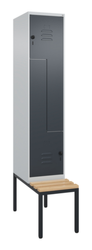 C+P Z-locker Classic Plus met ondergebouwde bank, vakbreedte 400 mm