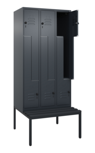 C+P Z-locker Classic Plus met ondergebouwde bank, vakbreedte 300 mm  L