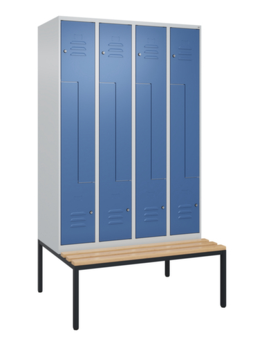 C+P Z-locker Classic Plus met ondergebouwde bank, vakbreedte 300 mm