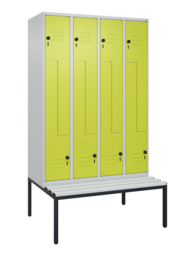 C+P Z-locker Classic Plus met ondergebouwde bank, vakbreedte 300 mm