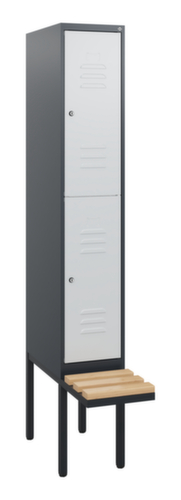 C+P dubbeldekse locker Classic Plus met bank, vakbreedte 300 mm