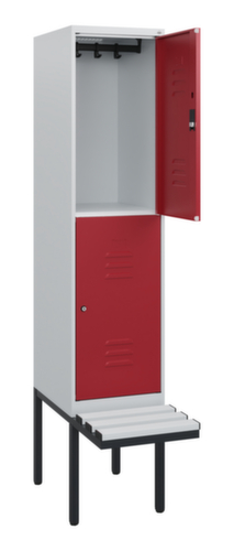 C+P dubbeldekse locker Classic Plus met bank, vakbreedte 400 mm  L