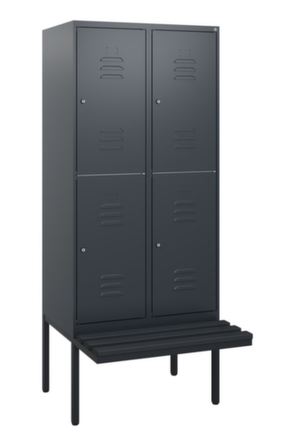 C+P dubbeldekse locker Classic Plus met bank, vakbreedte 400 mm