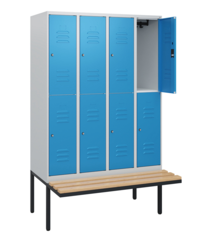 C+P dubbeldekse locker Classic Plus met bank, vakbreedte 300 mm  L