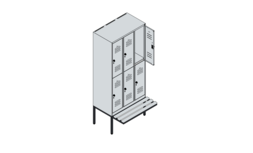 C+P dubbeldekse locker Classic Plus met bank, vakbreedte 300 mm  L