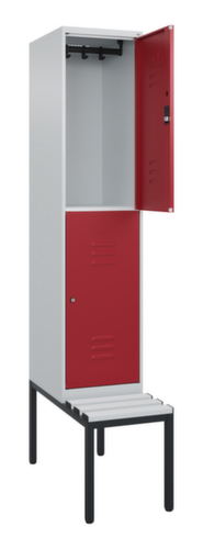 C+P dubbeldekse locker Classic Plus met bank, vakbreedte 400 mm  L