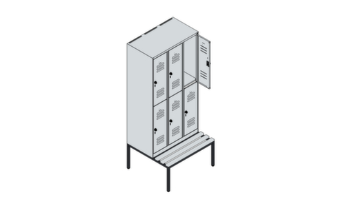 C+P dubbeldekse locker Classic Plus met bank, vakbreedte 300 mm  L