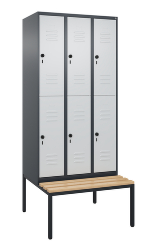 C+P dubbeldekse locker Classic Plus met bank, vakbreedte 300 mm