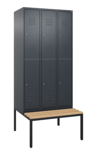 C+P dubbeldekse locker Classic Plus met bank, vakbreedte 300 mm