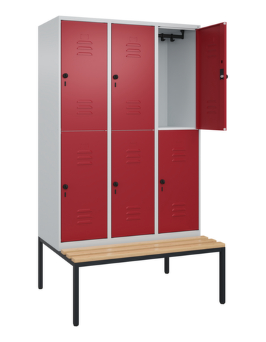 C+P dubbeldekse locker Classic Plus met bank, vakbreedte 400 mm  L