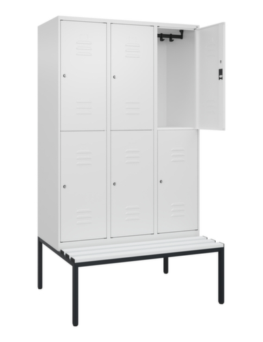 C+P dubbeldekse locker Classic Plus met bank, vakbreedte 400 mm  L