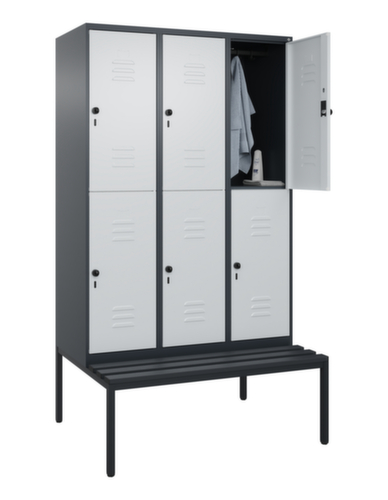 C+P dubbeldekse locker Classic Plus met bank, vakbreedte 400 mm  L