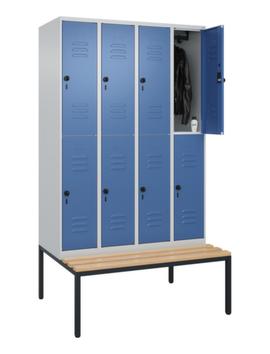 C+P dubbeldekse locker Classic Plus met bank, vakbreedte 300 mm  L