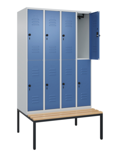 C+P dubbeldekse locker Classic Plus met bank, vakbreedte 300 mm  L