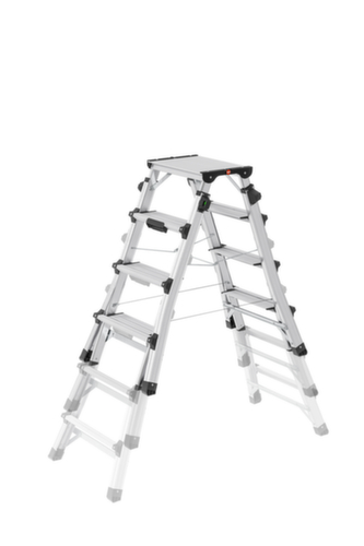 Hailo Telescopische dubbele ladder TopLine D100, 2 x 4 / 2 x 5 / 2 x 6 sporten en treden met antislipprofiel  L