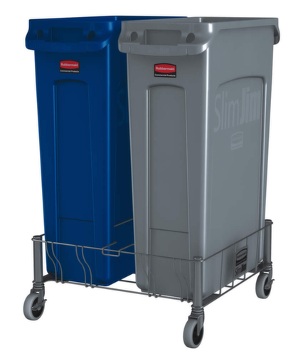 Rubbermaid trolley Slim Jim® voor 2 verzamelaars van recyclebaar materiaal, voor 60 - 87 l bak, RVS  L