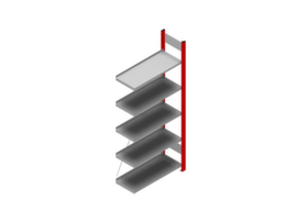 hofe Inhaakstelling voor dossiers aanbouwsectie, 5 vloer, RAL 3000 vuurrood / RAL 9006 blank aluminiumkleurig