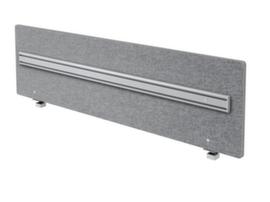 Geluiddempende tafelscheidingswand met organisatierail, hoogte x breedte 500 x 1800 mm, wand grijs gemêleerd